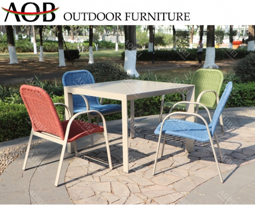 AOB AOBEI modern outdoor garden patio hotel colorful rope weaving dining chair furniture