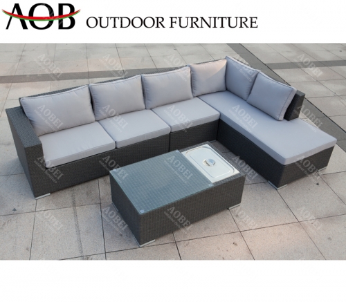 AOB AOBEI outdoor garden patio wicker rattan corner sofa with ice bucket