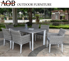 aob aobei outdoor garden banana rattan wicker 6 people dining furniture set