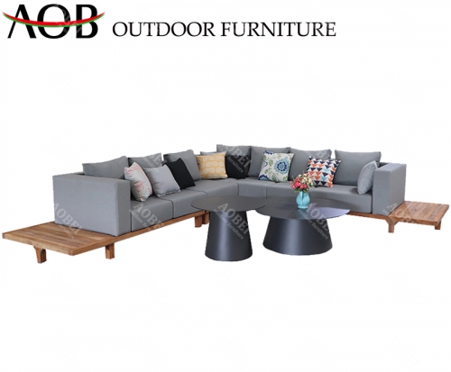 aob aobei outdoor patio garden fabric corner sofa lounge with teak base