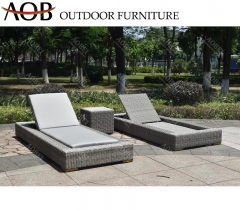 aobei aob outdoor garden wicker rattan sunbed with teak base