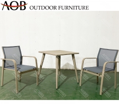 aobei aob outdoor exterior stackable textilene dining chair with aluminum table set